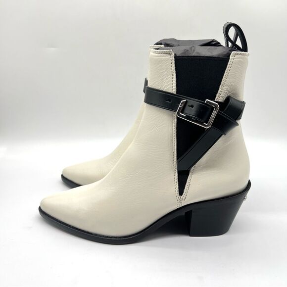 ZADIG & VOLTAIRE Size 37 7 Heritage Tyler Cecilia White Black Leather Boots NEW - Picture 7 of 15